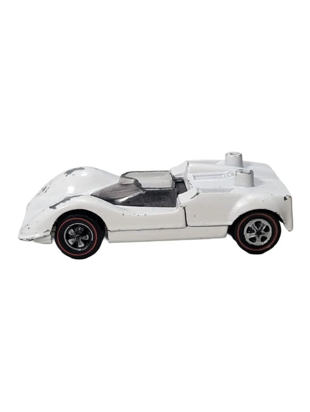 Hot Wheels Redline 1968 Chaparral 2G White w/Black Interior Good Tires NO Wing